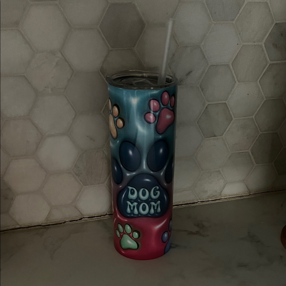 Dog Mom Paw Print Tumbler - Multicolor